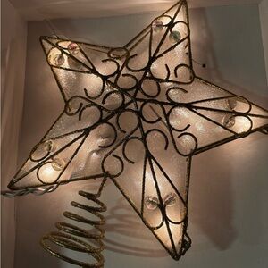 Gold Star Tree Topper with Lights